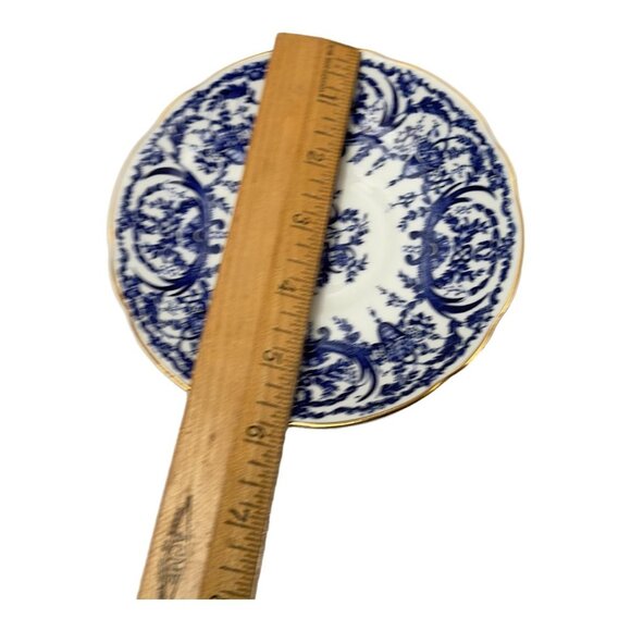 Coalport Teacup Saucer White Blue Scroll Bone China Made in England - Picture 13 of 14